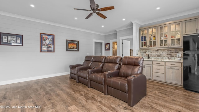 101 Mason Rd, Tallassee, AL 36078 - living area featuring crown molding, recessed lighting, a ceiling fan, and wood finished floors