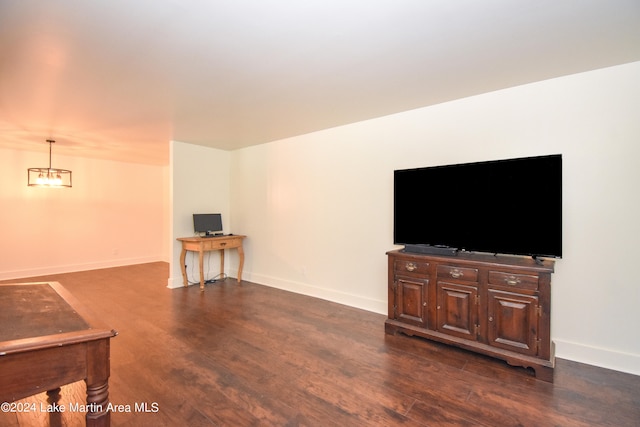 living room featuring dark hardwood / wood-style floors