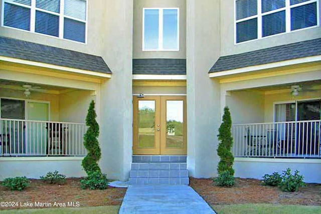 property entrance with french doors