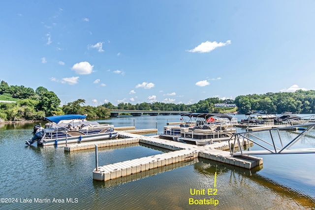 view of dock featuring a water view