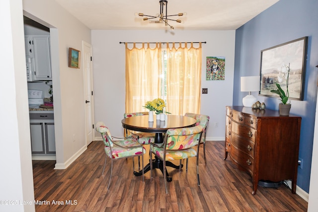 963 Birch Ct, Auburn, AL 36830 - dining area featuring dark wood-type flooring and a chandelier