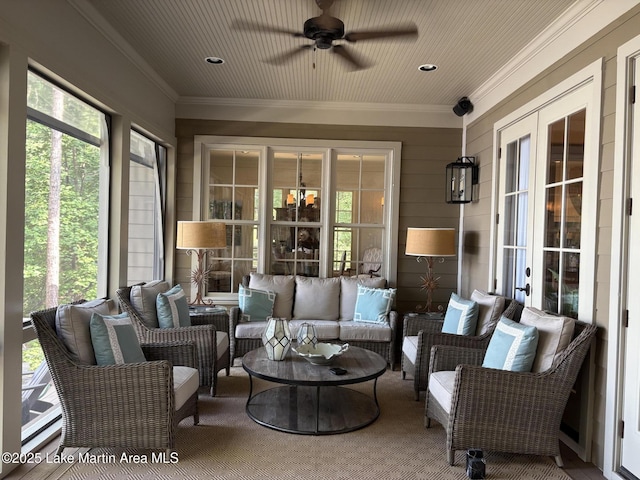 856 Windermere W Pkwy, Alexander City, AL 35010 - sunroom featuring plenty of natural light, crown molding, french doors, and recessed lighting