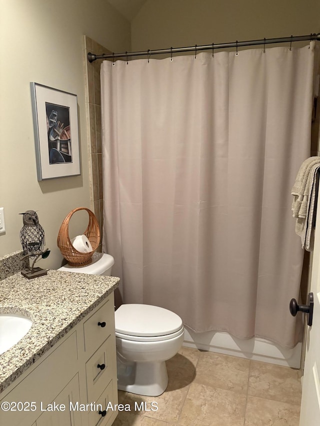 856 Windermere W Pkwy, Alexander City, AL 35010 - full bathroom featuring vanity, a shower with curtain, and tile patterned flooring