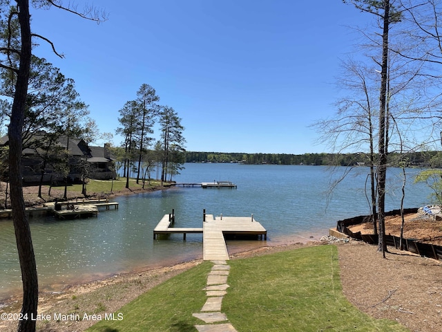 dock area featuring a water view