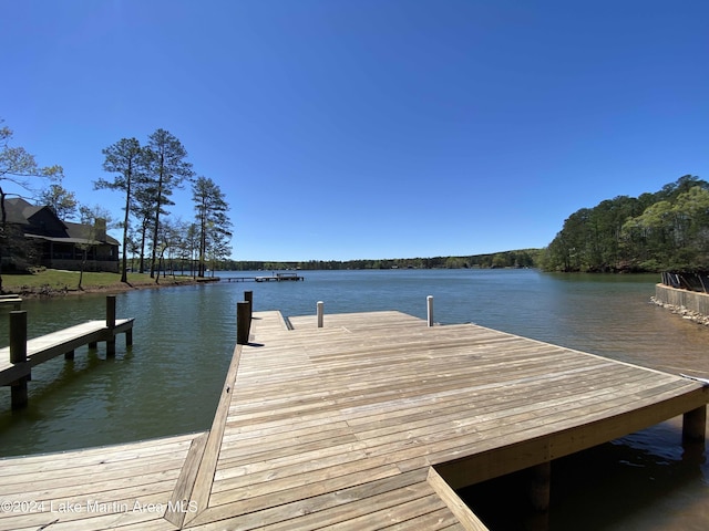 view of dock featuring a water view