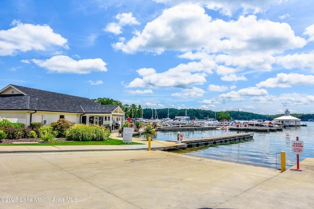 dock area featuring a water view