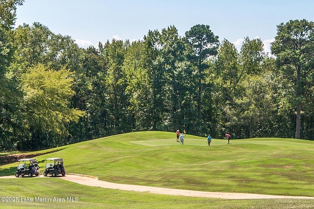 view of property's community featuring a lawn and golf course view