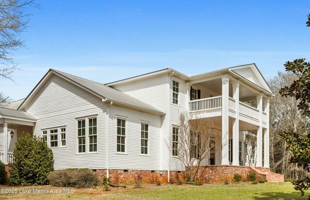 476 Pear Tree Rd, Auburn, AL 36830 - back of property featuring crawl space, a balcony, and a yard