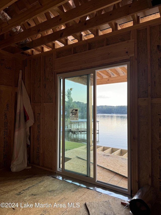 doorway with a water view