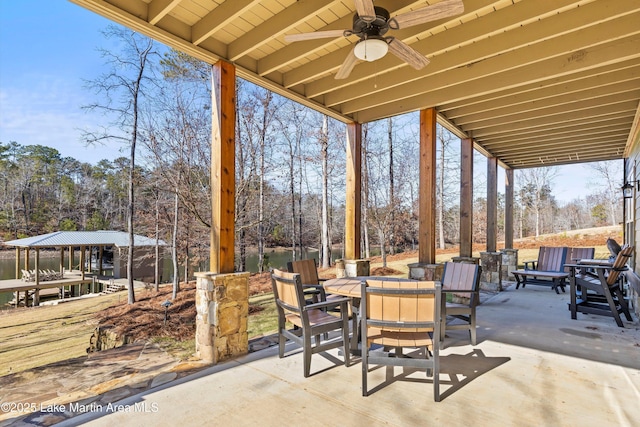 view of patio with ceiling fan