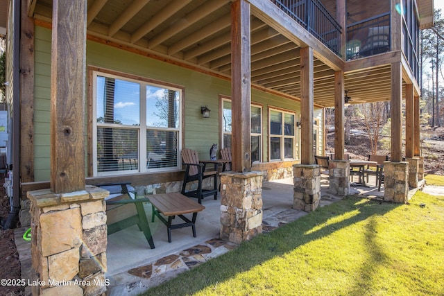 view of patio / terrace featuring a balcony