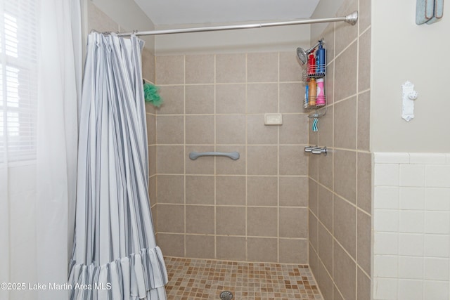 bathroom featuring walk in shower