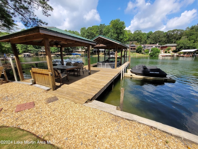 dock area featuring a water view