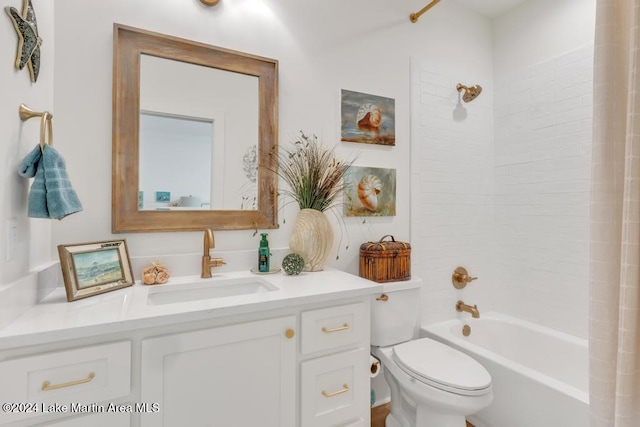 full bathroom featuring vanity, toilet, and tub / shower combination