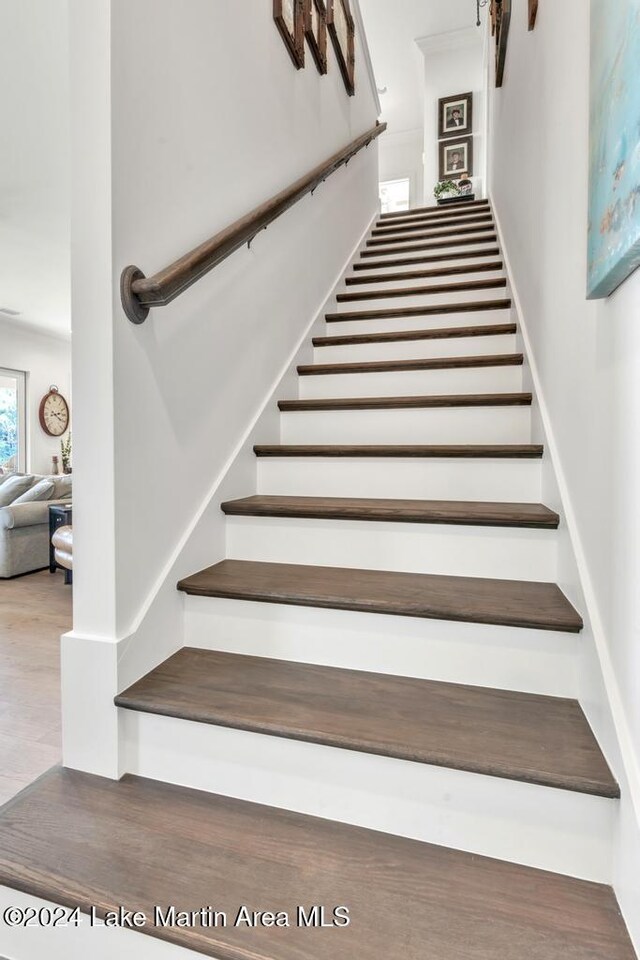 218 Williams Rd, Alexander City, AL 35010 - stairs featuring wood finished floors