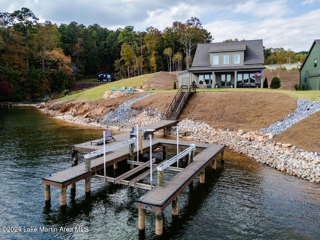 dock area featuring a water view