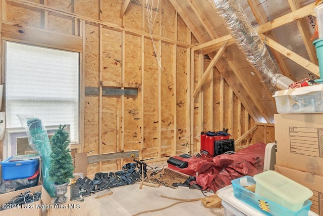 view of unfinished attic