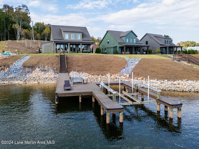 view of dock featuring a water view