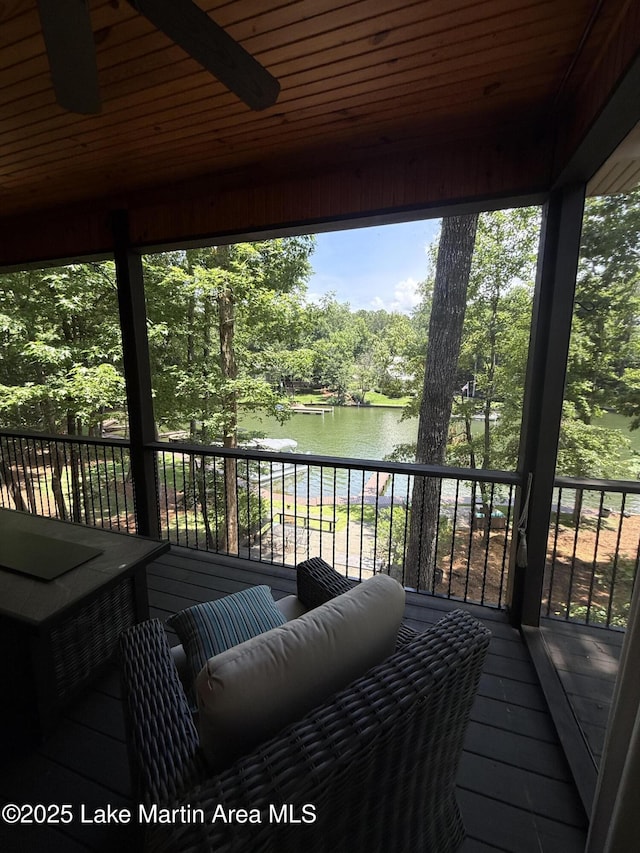 43 Shady Cv, Dadeville, AL 36853 - wooden terrace featuring a water view and view of wooded area