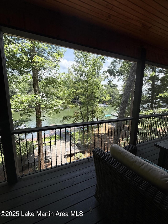 43 Shady Cv, Dadeville, AL 36853 - wooden terrace with a water view and view of wooded area