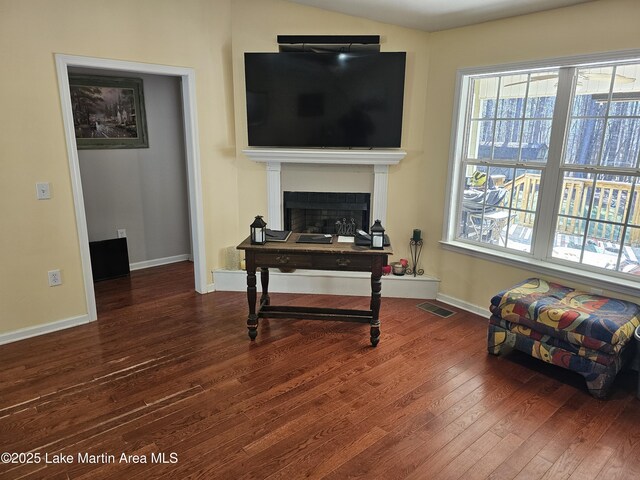 living room with wood-type flooring