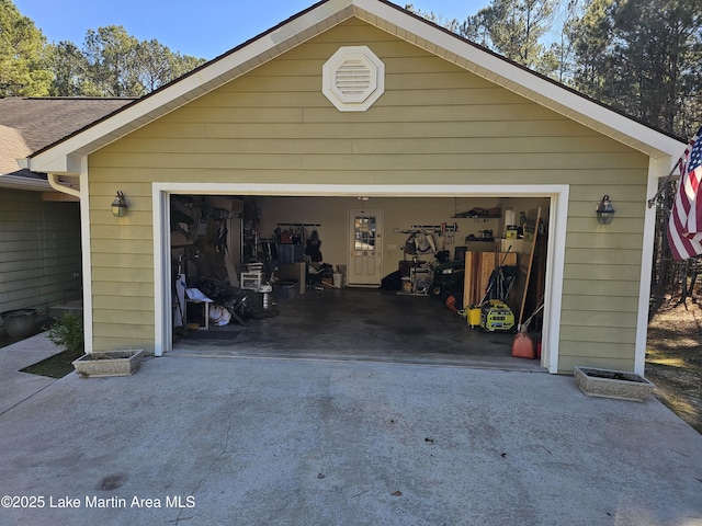 view of garage