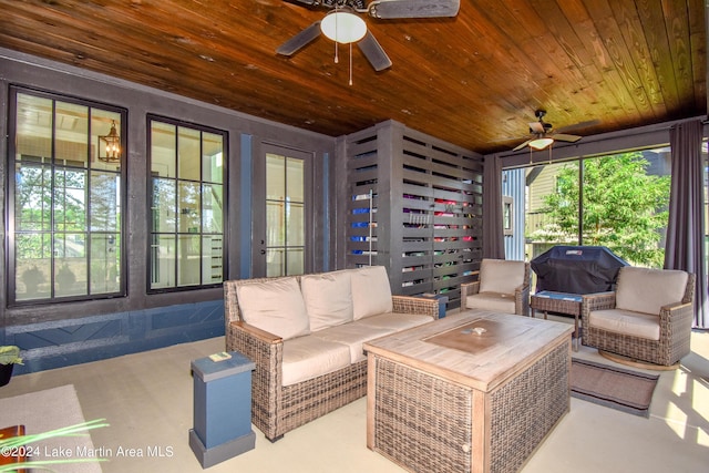 250 Old Jay Rd, Eclectic, AL 36024 - sunroom with ceiling fan and an outdoor living space