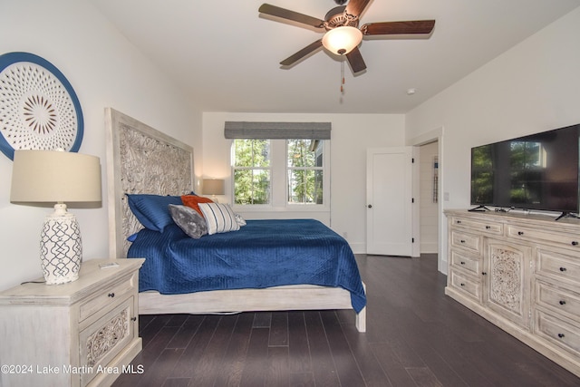 250 Old Jay Rd, Eclectic, AL 36024 - bedroom with dark wood-type flooring and ceiling fan