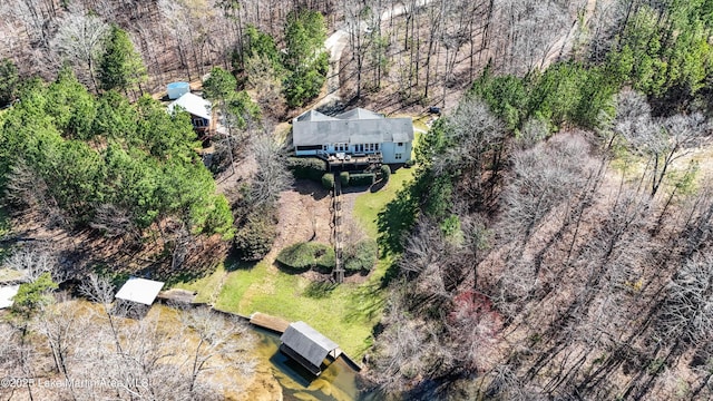 drone / aerial view with a forest view