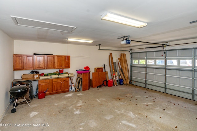 garage with a garage door opener