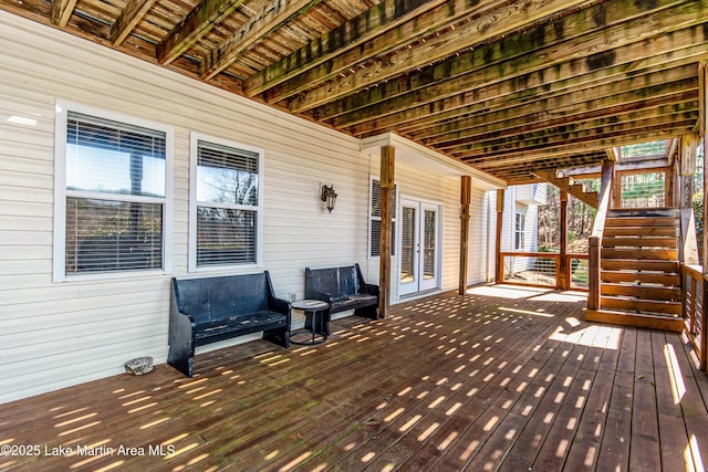 wooden deck with stairway