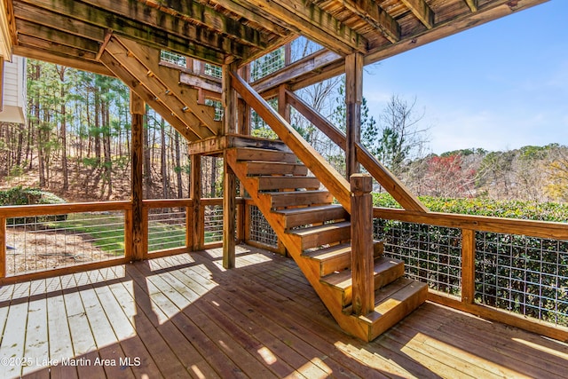 wooden deck with stairs