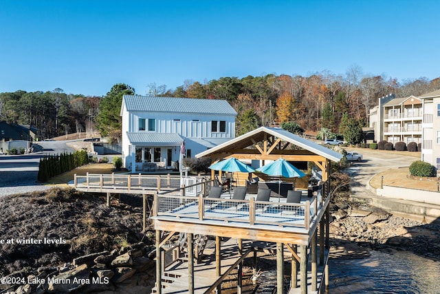 view of dock with a deck