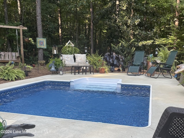 view of pool with outdoor lounge area and a patio