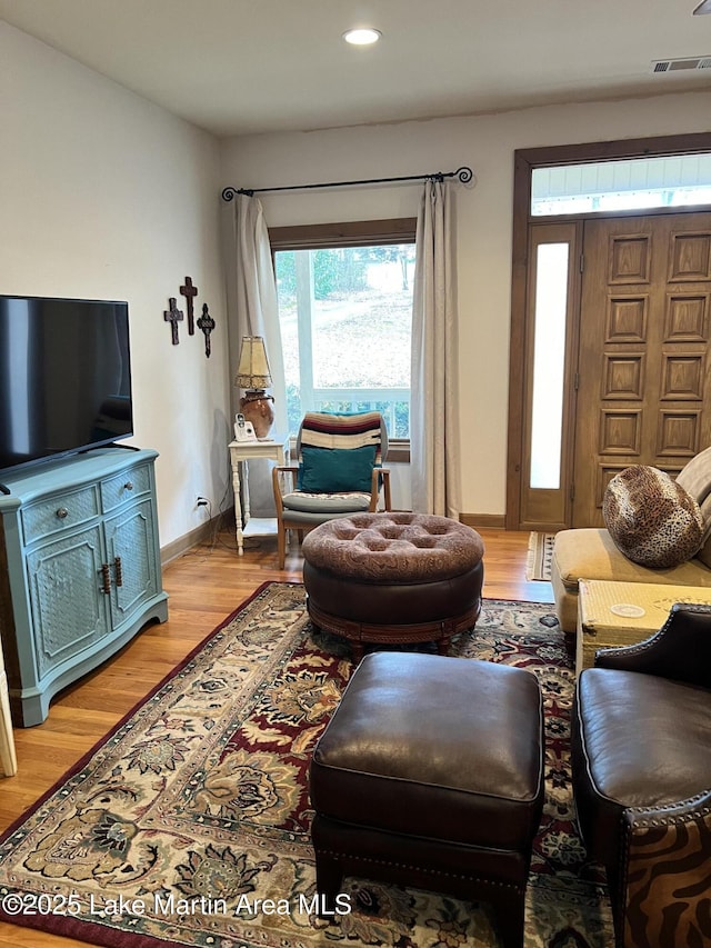 living room featuring light hardwood / wood-style floors