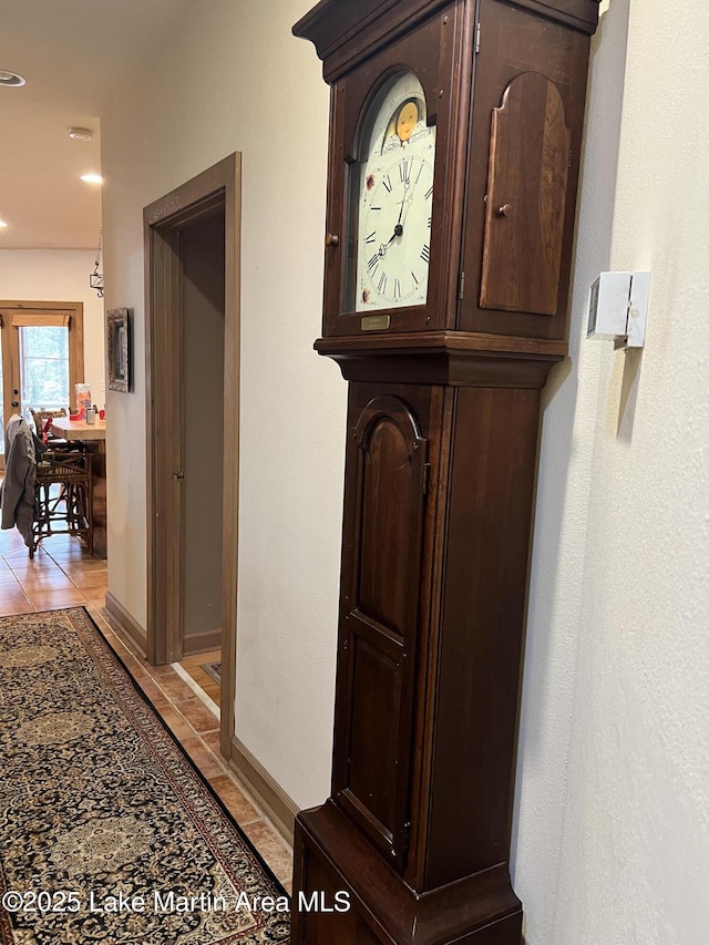 hallway with light tile patterned flooring