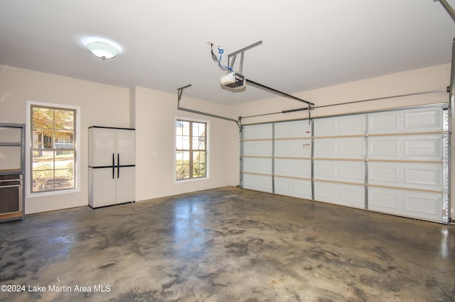 garage with a garage door opener