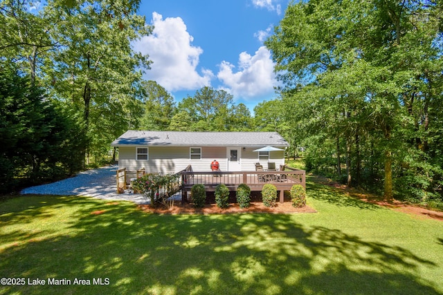 838 Bama Park Rd, Dadeville, AL 36853 - back of property with a wooden deck and a yard