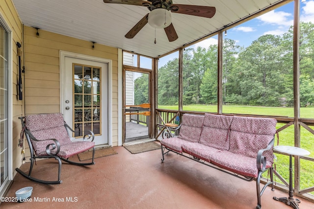 741 Lakeview Rdg, Dadeville, AL 36853 - sunroom / solarium with an outdoor hangout area and ceiling fan