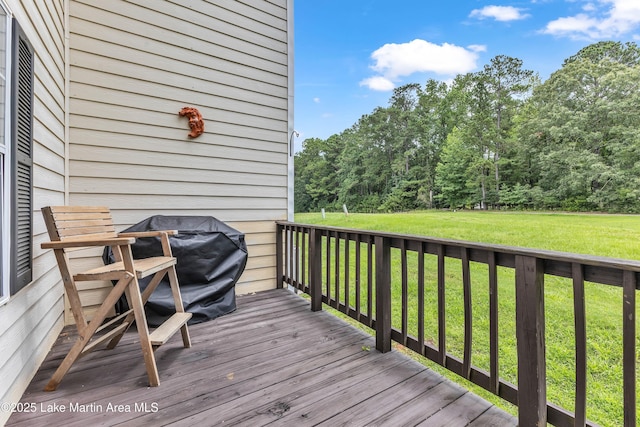 741 Lakeview Rdg, Dadeville, AL 36853 - wooden terrace with a lawn and a grill