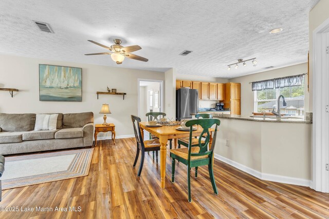 741 Lakeview Rdg, Dadeville, AL 36853 - dining space featuring light wood-style floors, a ceiling fan, and a textured ceiling