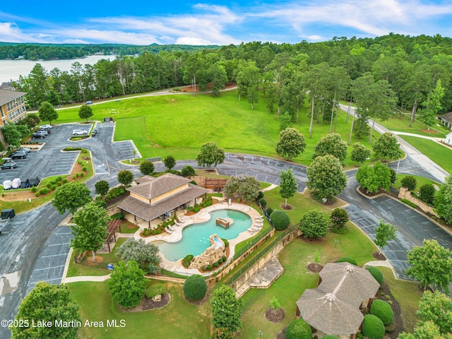 64 Stoneview Summit Ct Unit 5206, Dadeville, AL 36853 - bird's eye view of a pool area and a large body of water