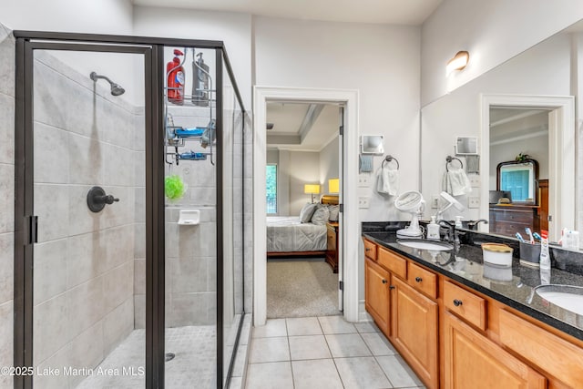 64 Stoneview Summit Ct Unit 5206, Dadeville, AL 36853 - ensuite bathroom featuring double vanity, a shower stall, and tile patterned flooring