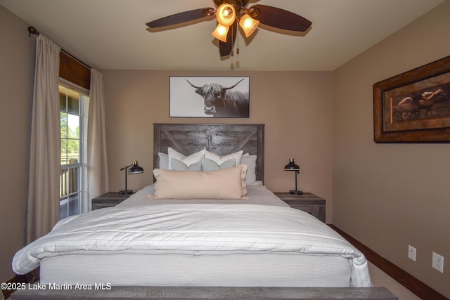 bedroom featuring baseboards and a ceiling fan