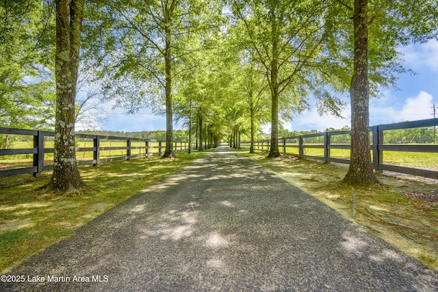 view of road featuring a rural view