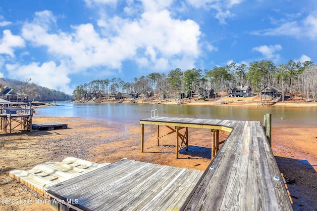 view of dock featuring a water view