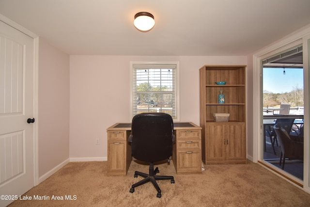 view of carpeted home office