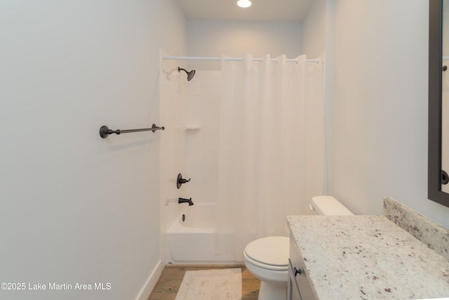 153 Whisper Trce, Tallassee, AL 36078 - full bathroom with vanity, wood finished floors, shower / bath combo, and recessed lighting