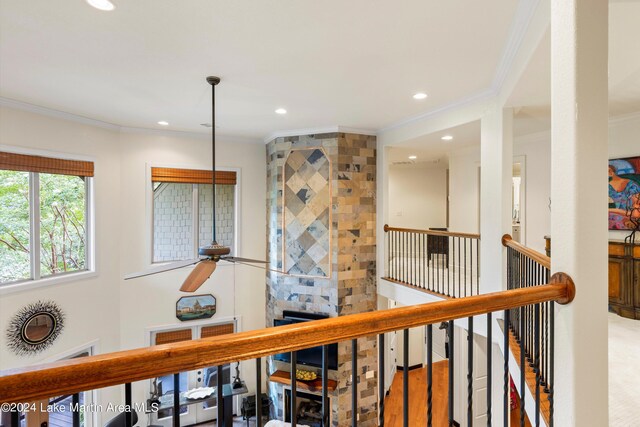 hallway with ornamental molding