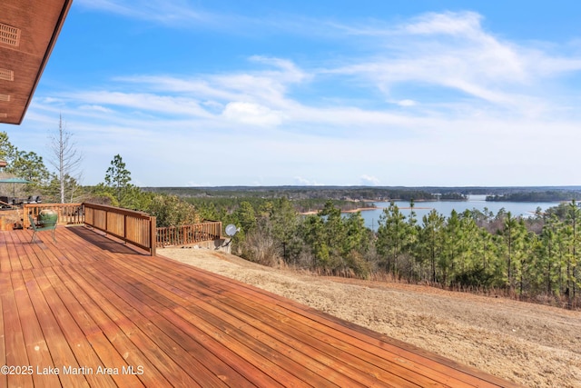 deck with a water view